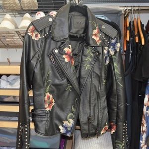 Urban Outfitters Embroidered Leather Jacket